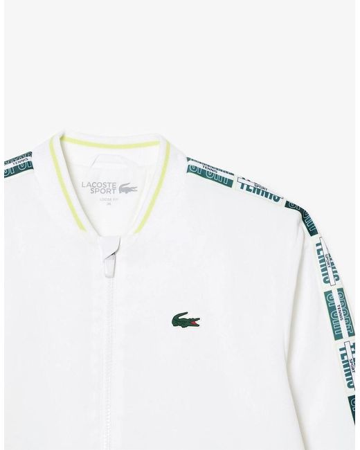 Lacoste Gray Crocodile Logo Lettering Crew Neck Bomber Collar Athletic Top
