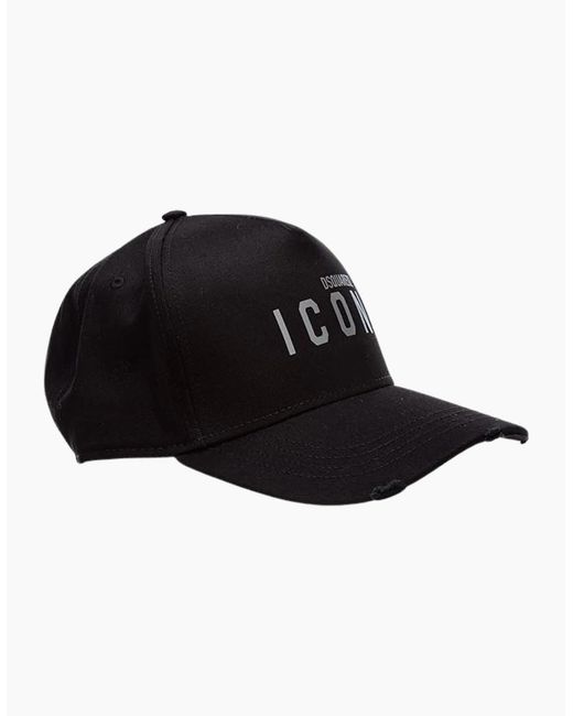 DSquared² Black Icon Logo Logo Hat for men