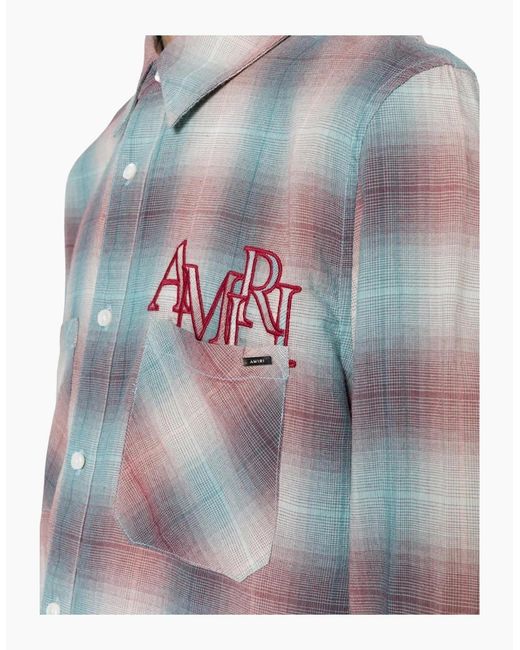 Amiri Blue Staggered Plaid Flannel for men