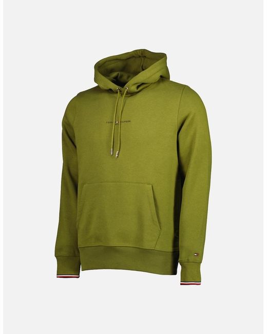 Tommy Hilfiger Green Logo Tipped Hoodie for men