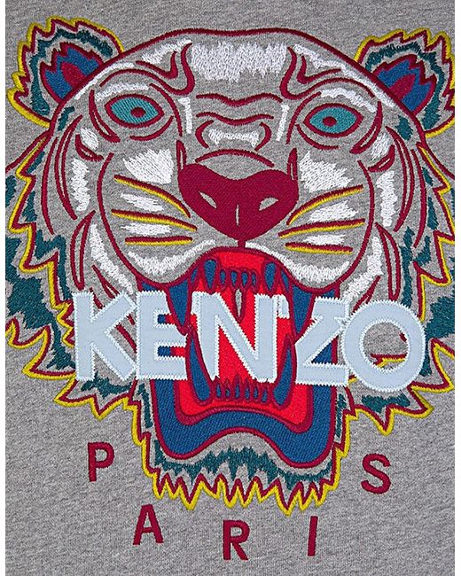 KENZO Gray Hoodie Classic Tiger Hoodie Pullover Jumper Winter Long Sleeve for men