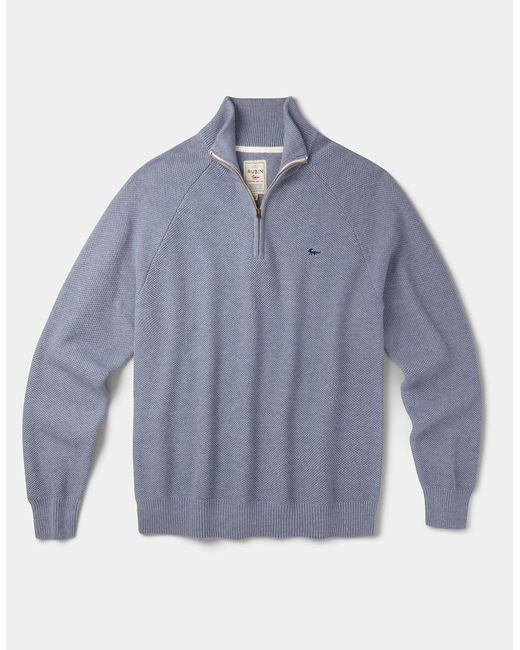 aubi Blue Owmby Cotton Zip Neck for men