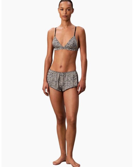 Calvin Klein White Signature Satin Boy Short, Animal Print