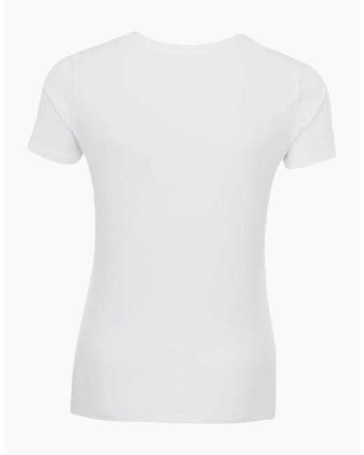 Armani White Jeans 6X5T01 5J00Z T Shirt Casual Crew Neck Short Sleeve Top