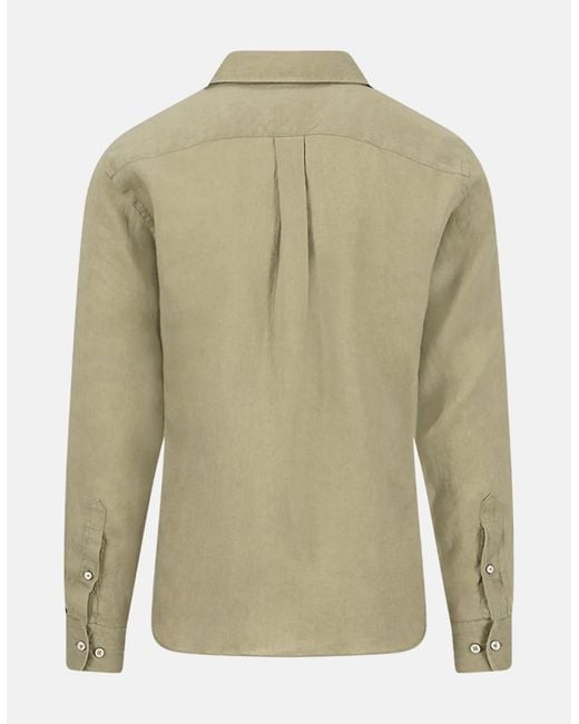 Fynch-Hatton Green Kent Collar Pure Linen Shirt Pistachio for men