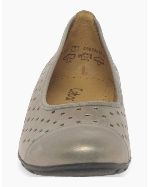 Gabor Gray Ruffle Punched Detail Casual Shoes