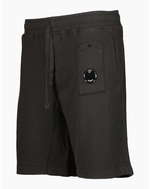 C P Company Black Malfile Fleece Lens Bermudas for men