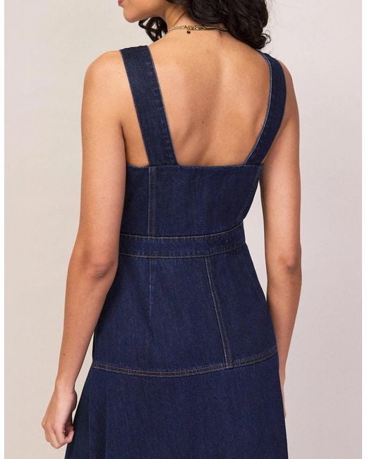 Ro&zo Blue Petite Denim Zip Front Midi Dress