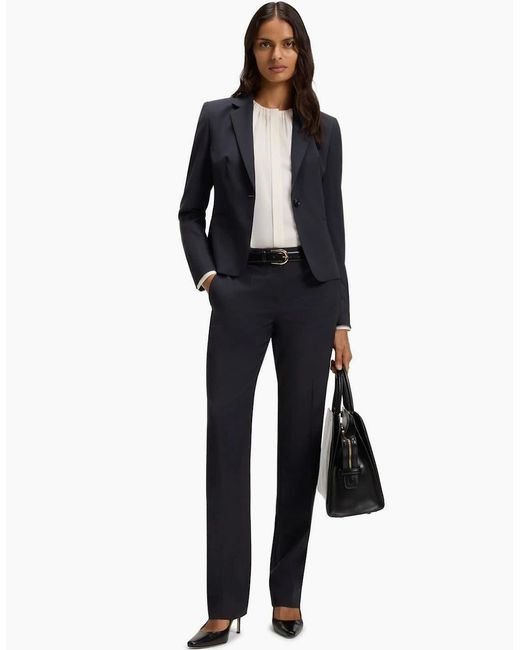 Boss Blue Tameah Solid Patterned Straight Chinos