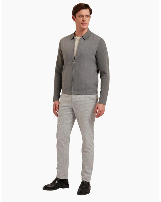 Ted Baker Gray Dejo Herringbone Front Zip Through Jacket for men