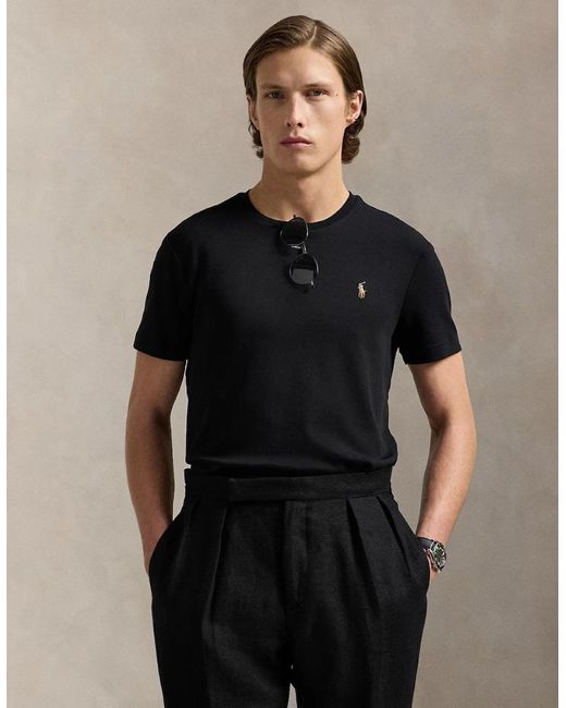Polo Ralph Lauren Black Interlock Custom Slim T-Shirt 001 for men