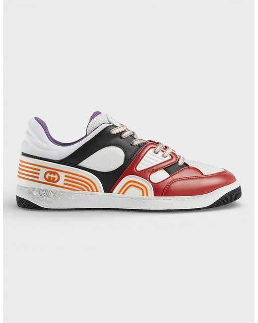 Gucci Red Basket Low Top Sneakers for men