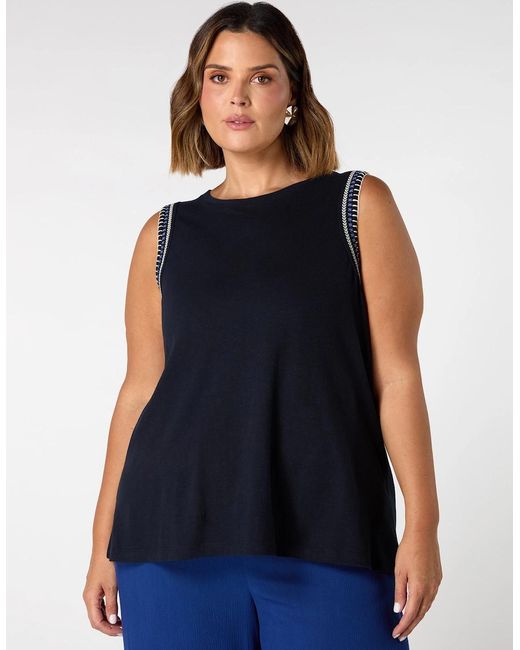 Live Unlimited London Blue Jersey Embroidered Vest