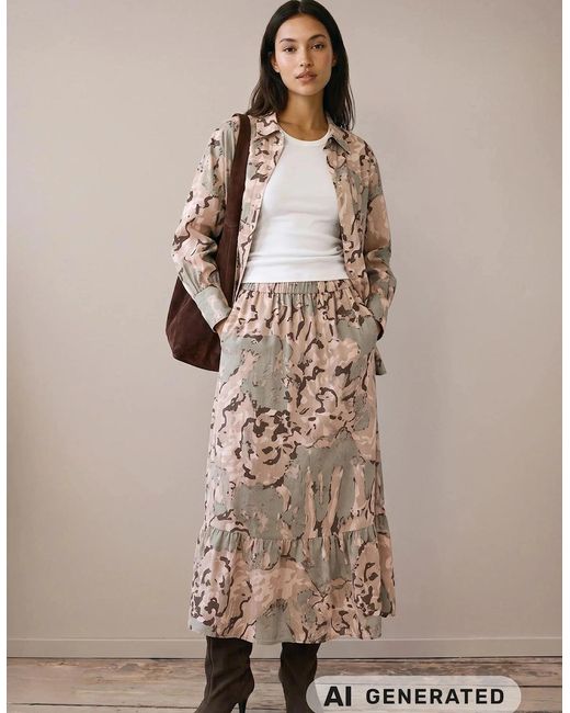 Fynch-Hatton Natural Lion Print Maxi Skirt