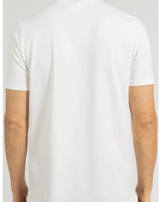 Karl Lagerfeld White Cotton Placket Logo Polo Shirt for men