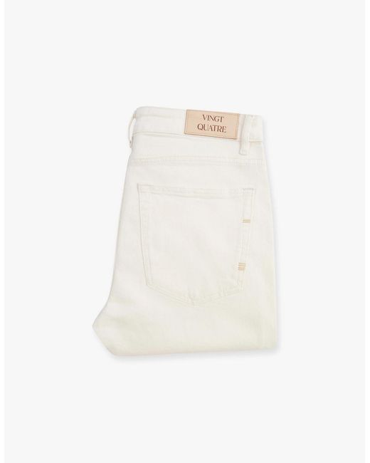 Vingt Quatre Denim White Vingt Quatre Slim Fit Chalk Jeans for men