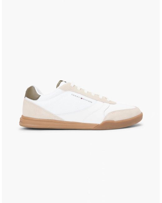 Tommy Hilfiger White Lopro Leather Mix Trainers for men