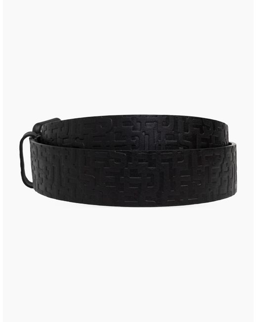 DIESEL Black B-Monogram Genuine Leather Belts For Trousers Jeans Metal Buckle for men