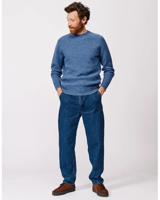 aubi Blue Prestwick Shetland Crew for men