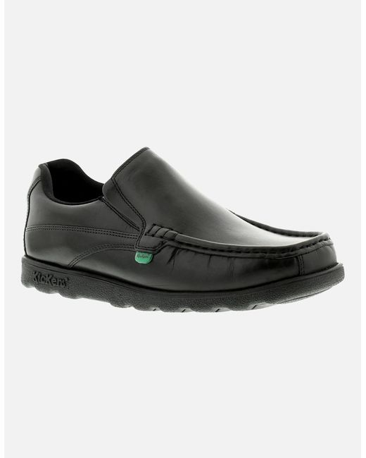 Kickers Black Shoes Work School Fragma Slip 3 Am Leather Slip On Uk Size for men