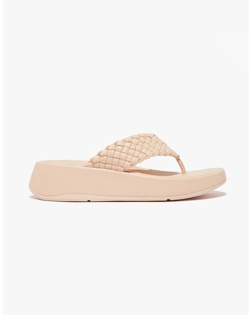 Fitflop Pink F-Mode Woven-Leather Toe Post Sandals Rose Foam