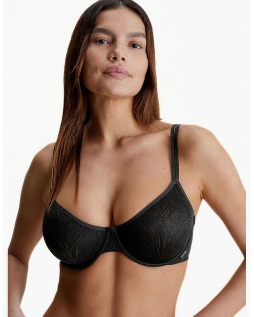 Calvin Klein Black Sheer Marquisette Starburst Lace Demi Bra