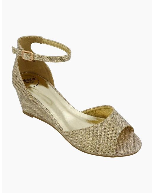 XY London Metallic Ladies Lottie Peep Toe Wedge Sandals