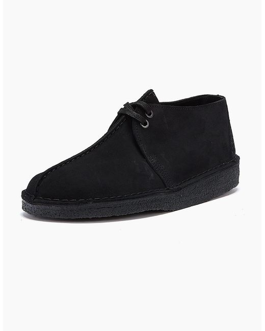 Clarks Black Originals Desert Trek Suede Shoes for men