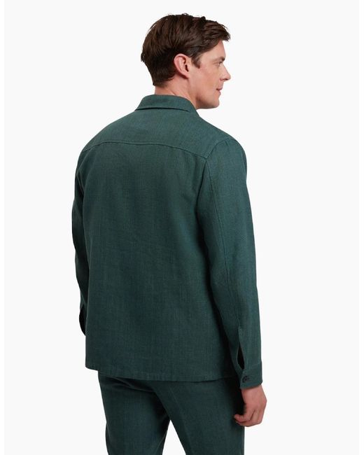 Ted Baker Green Shaww Delave Linen Dark Overshirt for men