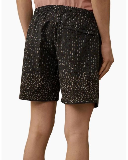 C P Company Black Flatt Nylon Sashiko Print Swim Shorts for men