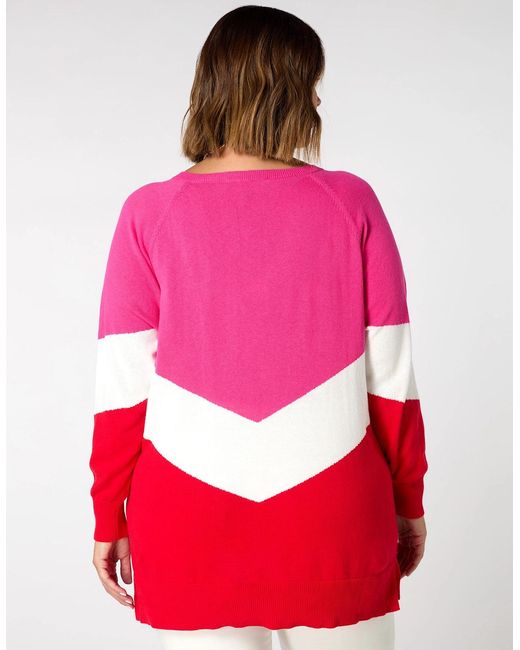 Live Unlimited London Red Knitted V-Neck Relaxed Jumper