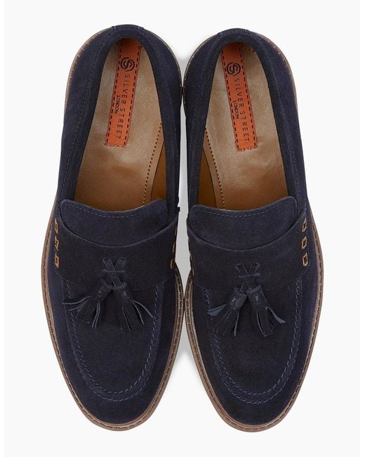Silver Street London Blue Charleston Loafers for men
