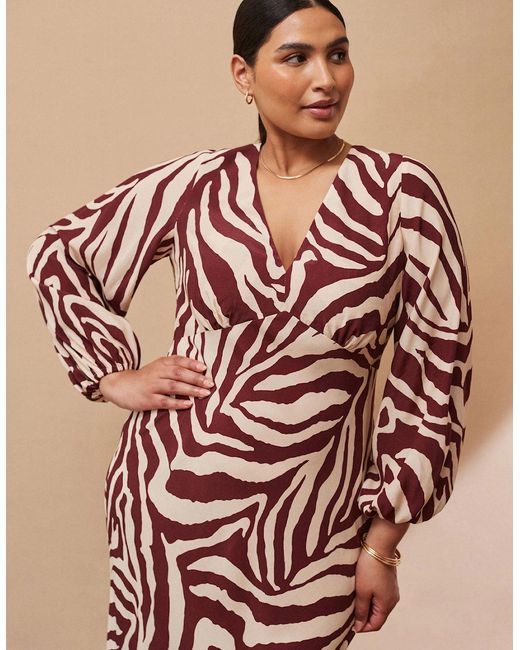 Live Unlimited London Brown Chocolate Animal Print V Neck Midaxi Dress