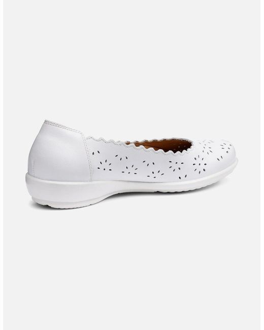Hotter White Eider Wide Ballet Pumps