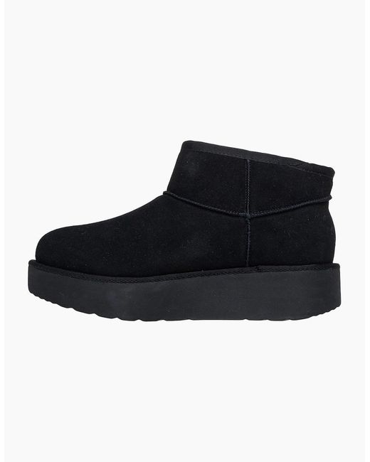 Skechers Blue Keep Cozy Leather Winter Ankle Boots