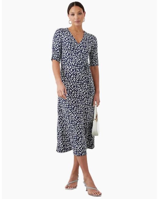 Dorothy Perkins Blue Ladies Spotted Wrap Midi Dress