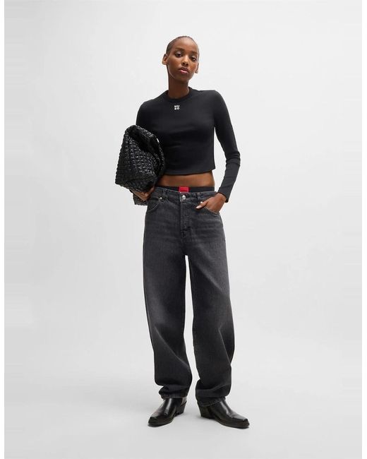 Boss Blue Cropped Crew Neck Slim Fit T-Shirt