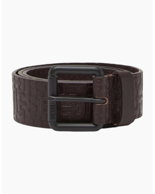 DIESEL Black B-Monogram Genuine Leather Belts For Trousers Jeans Metal Buckle for men
