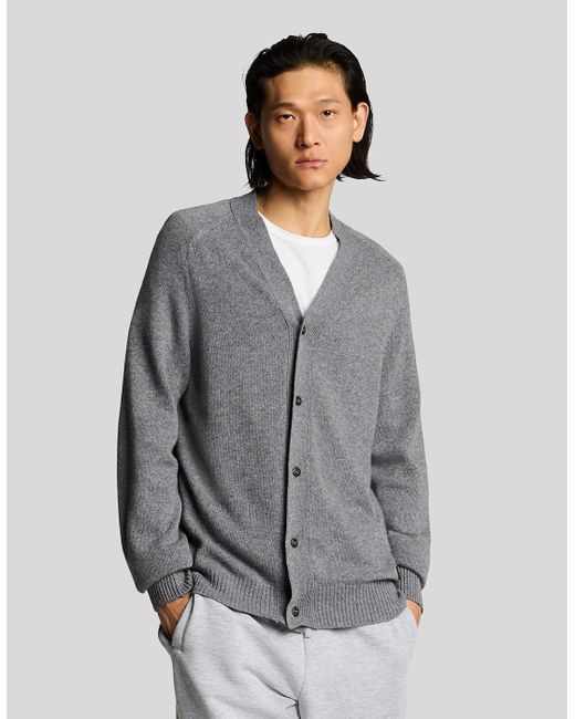 Lyle & Scott Gray V Neck Knit Cardigan for men