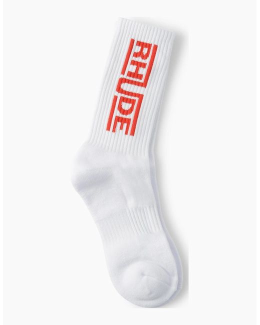 Rhude White Champions Socks for men