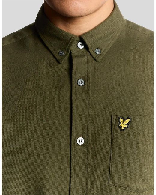 Lyle & Scott Green Flannel Button Down Collar Long Sleeve Shirt for men