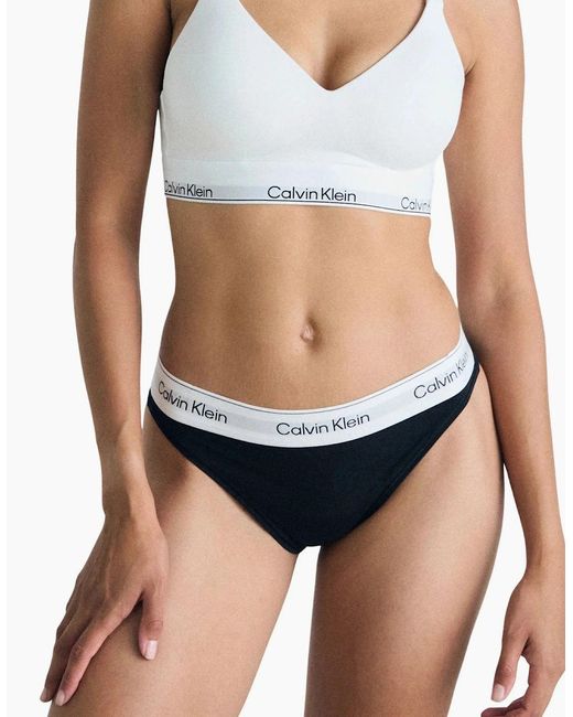 Calvin Klein Black Icon Cotton Modal High Leg Tanga Brief