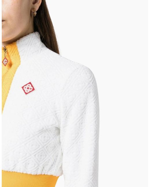 Casablanca White Monogram Terry Zip Through Track Top Jacket