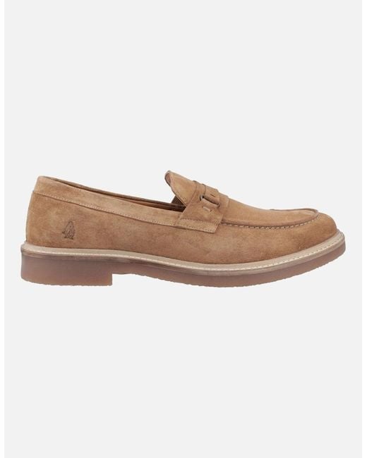 Hush Puppies White Gryffin Leather Tan Loafers for men
