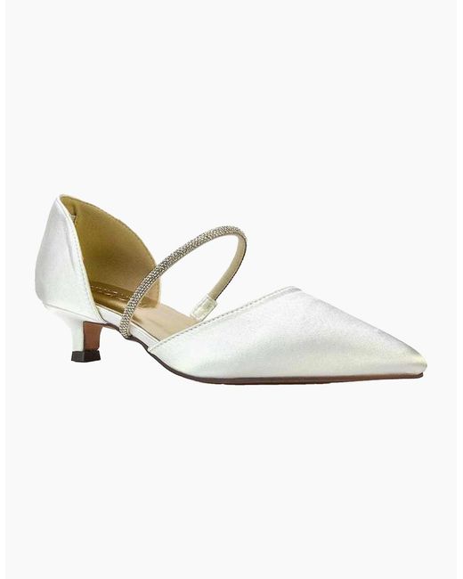 XY London White Ladies Laura Pointed Kitten Heel Court Shoes