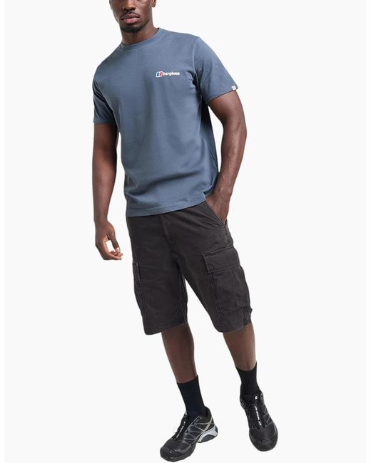 Berghaus Blue Pinnacle Point T Shirt Mountain Fade Back Graphic Cotton T-Shirt for men