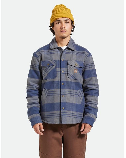 Brixton Blue Plaid Durham Washed/ Lined Jacket for men
