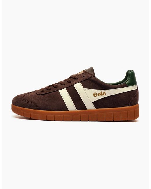 Gola Brown Classics Hurricane Suede Trainers Mocha Off Evergreen Gum for men