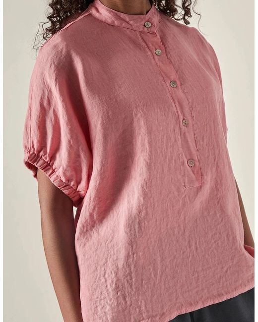 James Lakeland Pink Relaxed Linen Blouse