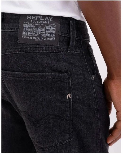 Replay Blue Anbass Slim Fit Power Stretch Jeans Delave 009 for men